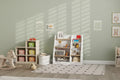 Mesa de centro elevable bicolor con cajones de almacenamiento y ruedas, marrón