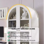 Armario de despensa alto con arco de 71", 2 cajones, estantes ajustables y puertas de vidrio, gabinete de almacenamiento de cocina estilo granja moderno