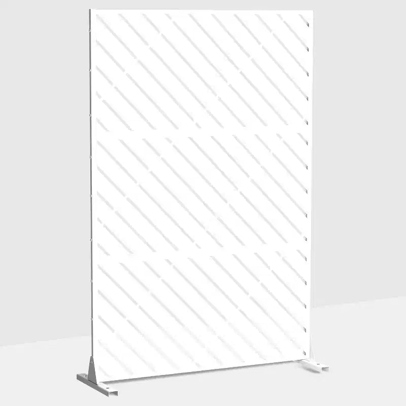 Pantalla de chapa galvanizada blanca de 71.37x46.8 pulgadas, pantalla de privacidad independiente para exterior e interior, pantalla de privacidad para decoración de balcón, terraza y jardín