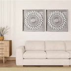 Espejo de madera estilo rústico, espejos decorativos cuadrados para pared, espejos de pared para sala de estar, dormitorio, comedor, entrada, pasillo