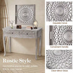 Espejo de madera estilo rústico, espejos decorativos cuadrados para pared, espejos de pared para sala de estar, dormitorio, comedor, entrada, pasillo