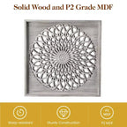 Espejo de madera estilo rústico, espejos decorativos cuadrados para pared, espejos de pared para sala de estar, dormitorio, comedor, entrada, pasillo