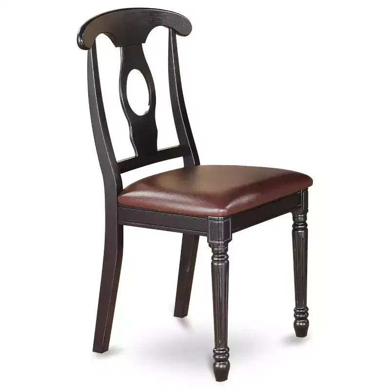 Silla de comedor trasera, asiento de madera, acabado cerezo mantequilla