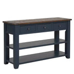 Mesa Consola de Madera Maciza de Pino, Mesa Auxiliar Moderna para Pasillo con 3 Cajones de Almacenamiento y 2 Estantes, Fácil de Montar