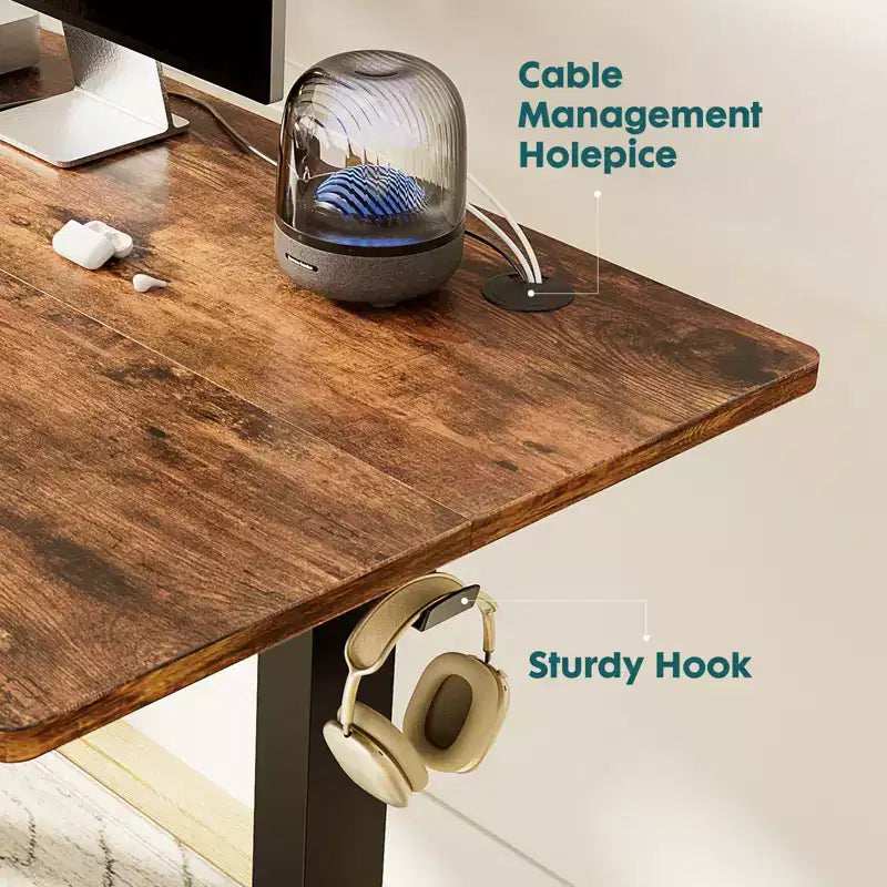Mesa ergonómica de altura regulable con soporte metálico en T, estaciones de trabajo de ordenador modernas