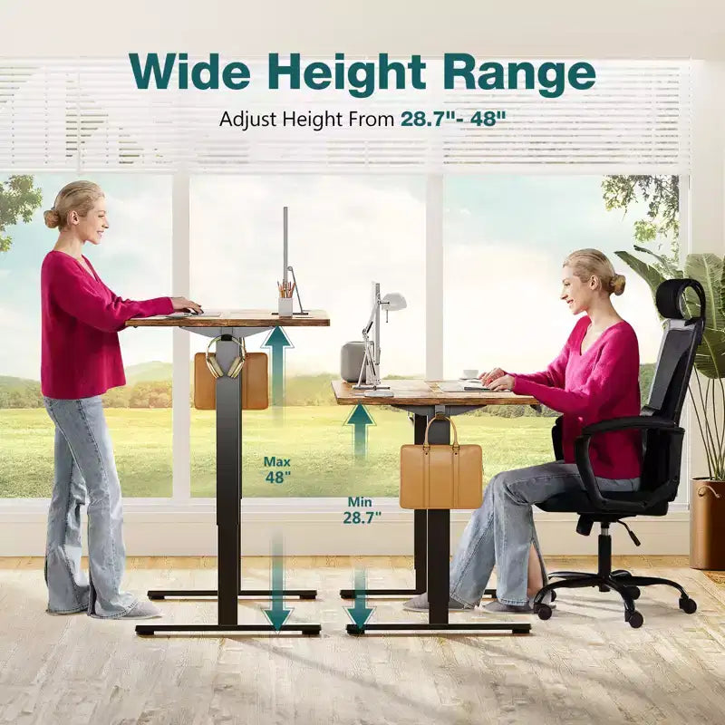 Mesa ergonómica de altura regulable con soporte metálico en T, estaciones de trabajo de ordenador modernas
