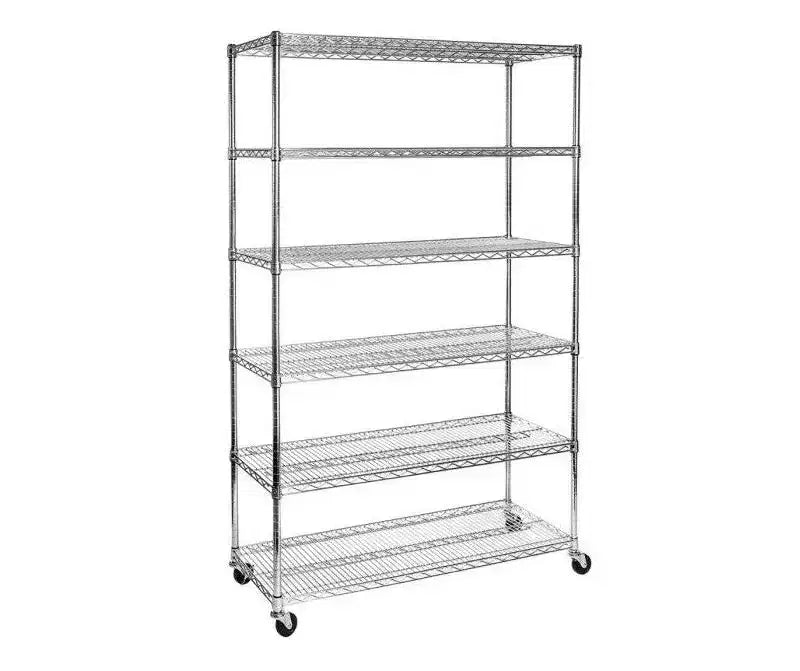 Estantería de Alambre de Acero de 6 Niveles con Certificación NSF, 122 cm Ancho x 46 cm Profundidad x 190.5 cm Alto, Estante de Almacenamiento de Alta Resistencia