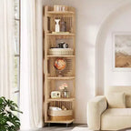 Estantería esquinera de 6 niveles, librería alta rústica de 71 pulgadas para sala de estar, dormitorio, oficina