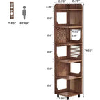Estantería esquinera de 6 niveles, librería alta rústica de 71 pulgadas para sala de estar, dormitorio, oficina