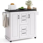 Costway Rolling Kitchen Island Cart on Wheels Mobile Serving Utility Trolley Cart