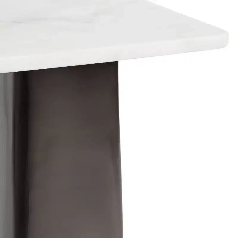 Mesa Auxiliar Quinley Square con Tapa de Mármol, Mesa Auxiliar Moderna de Acento