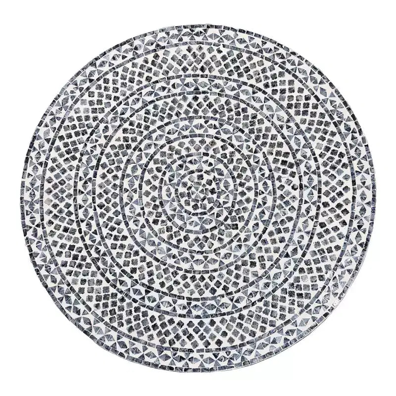 Mesa de centro costera de concha de capiz de nácar blanca y negra