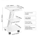 Carrito de laboratorio, carro de laboratorio rodante con toma de corriente incorporada, carrito móvil de metal de 3 capas, carro de clínica rodante con bandeja, capacidad de peso de 220 lb