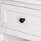 Mesa de noche de madera en forma de X con 1 cajón y 1 armario de almacenamiento con puerta