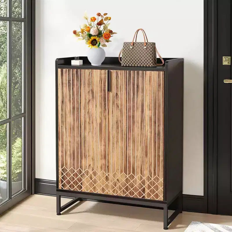 Zapatero de 5 niveles con puertas, capacidad para 20 pares, estantes ajustables