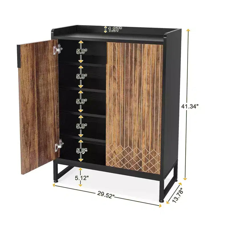 Zapatero de 5 niveles con puertas, capacidad para 20 pares, estantes ajustables