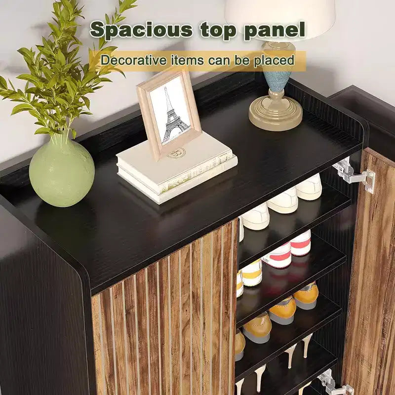 Zapatero de 5 niveles con puertas, capacidad para 20 pares, estantes ajustables