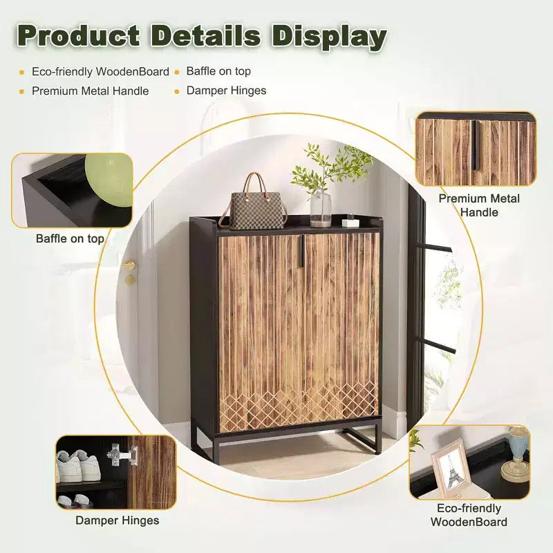 Zapatero de 5 niveles con puertas, capacidad para 20 pares, estantes ajustables