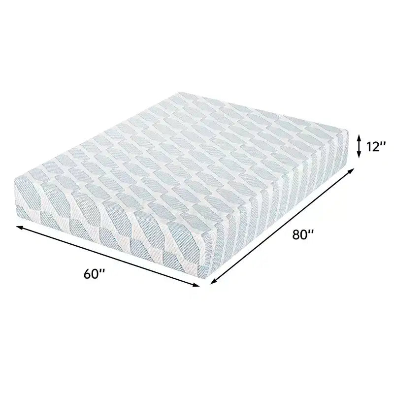Colchón Queen Size de 12 Pulgadas para Adultos y Adolescentes, Colchón de Espuma Viscoelástica Refrescante, Funda Extraíble y Lavable, Firmeza Media