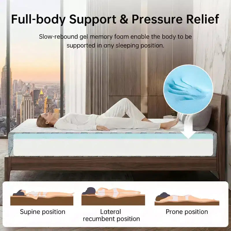Colchón Queen Size de 12 Pulgadas para Adultos y Adolescentes, Colchón de Espuma Viscoelástica Refrescante, Funda Extraíble y Lavable, Firmeza Media