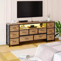 Cómoda de 11 cajones, Mueble de TV para televisores de 70 pulgadas, Centro de entretenimiento con almacenamiento, Cómoda con estantes abiertos para sala de estar, dormitorio