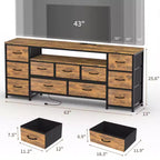 Cómoda de 11 cajones, Mueble de TV para televisores de 70 pulgadas, Centro de entretenimiento con almacenamiento, Cómoda con estantes abiertos para sala de estar, dormitorio