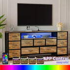 Cómoda de 11 cajones, Mueble de TV para televisores de 70 pulgadas, Centro de entretenimiento con almacenamiento, Cómoda con estantes abiertos para sala de estar, dormitorio