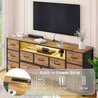 Cómoda de 11 cajones, Mueble de TV para televisores de 70 pulgadas, Centro de entretenimiento con almacenamiento, Cómoda con estantes abiertos para sala de estar, dormitorio