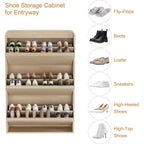 Zapatero abatible con 3 puertas y estante ajustable, almacenamiento de madera para recibidor y sala de estar
