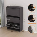 Zapatero abatible con 3 puertas y estante ajustable, almacenamiento de madera para recibidor y sala de estar