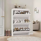 Zapatero abatible con 3 puertas y estante ajustable, almacenamiento de madera para recibidor y sala de estar
