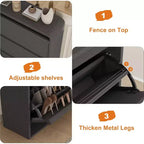 Zapatero abatible con 3 puertas y estante ajustable, almacenamiento de madera para recibidor y sala de estar