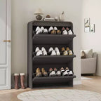 Zapatero abatible con 3 puertas y estante ajustable, almacenamiento de madera para recibidor y sala de estar