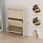 Zapatero abatible con 3 puertas y estante ajustable, almacenamiento de madera para recibidor y sala de estar