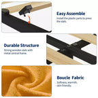 Estructura de cama con cabecero de almacenamiento, cama infantil con 2 cajones, cama de plataforma tapizada en bucle con estantería, no necesita somier, fácil montaje