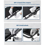 Asiento con ruedas plegable 2 en 1 estilo Z para mecánico, silla rodante de garaje de 36 pulgadas con ruedas giratorias, plataforma rodante resistente para taller de reparación de automóviles