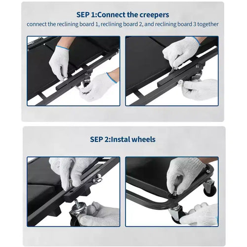 Asiento con ruedas plegable 2 en 1 estilo Z para mecánico, silla rodante de garaje de 36 pulgadas con ruedas giratorias, plataforma rodante resistente para taller de reparación de automóviles