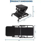 Asiento con ruedas plegable 2 en 1 estilo Z para mecánico, silla rodante de garaje de 36 pulgadas con ruedas giratorias, plataforma rodante resistente para taller de reparación de automóviles