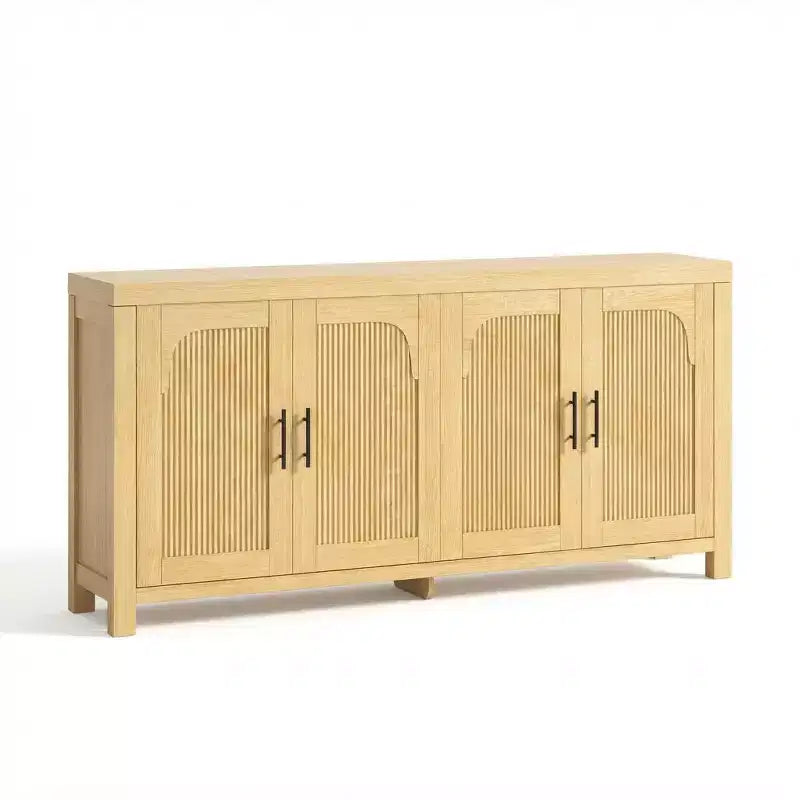 Aparador buffet de 71" con 4 puertas, aparador con ranuras de almacenamiento con gestión de cables y estantes ajustables, mesa de buffet para cocina