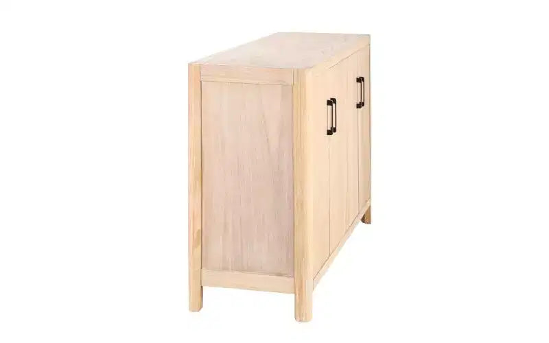 Gabinete de granja de 59" con cuatro puertas, chapa de madera natural, bisagras de cierre suave