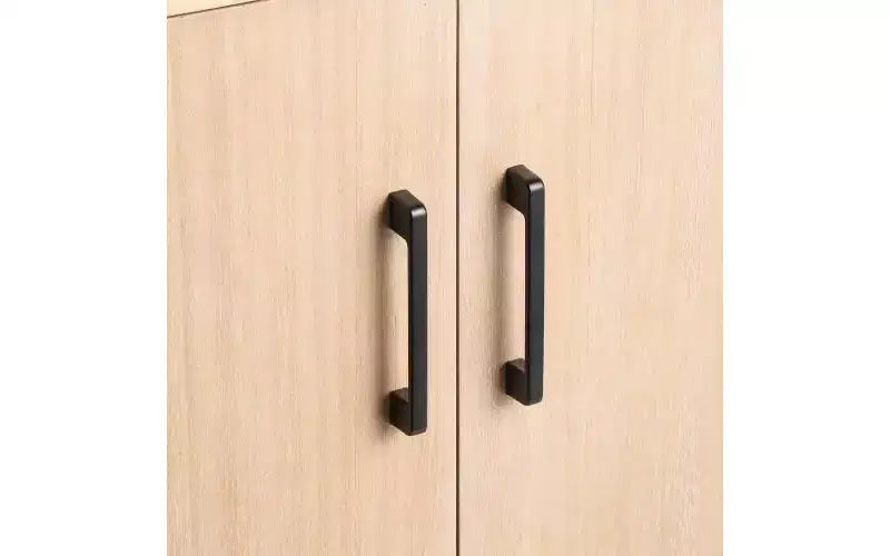 Gabinete de granja de 59" con cuatro puertas, chapa de madera natural, bisagras de cierre suave