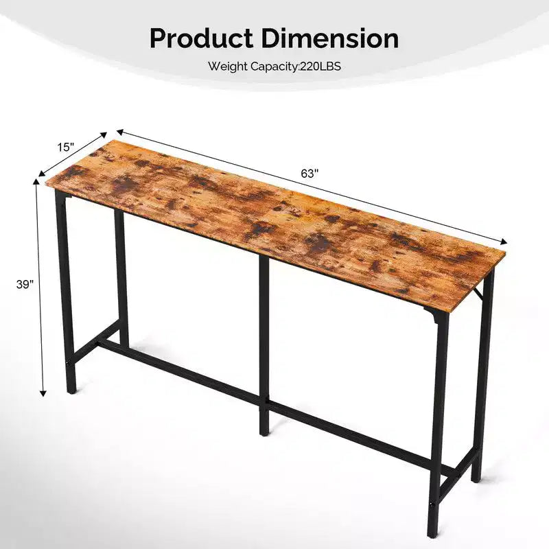 Mesa de comedor de bar de 63" de altura con estructura metálica para cocina y sala de estar