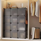 Organizador de almacenamiento de 12 cubos con puertas, estantería modular de plástico para dormitorio y sala de estar, gris