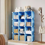Organizador de Almacenamiento de PVC de 12 Cubos, Armario Multifuncional con Diseño Apilable para Oficina en Casa, Azul