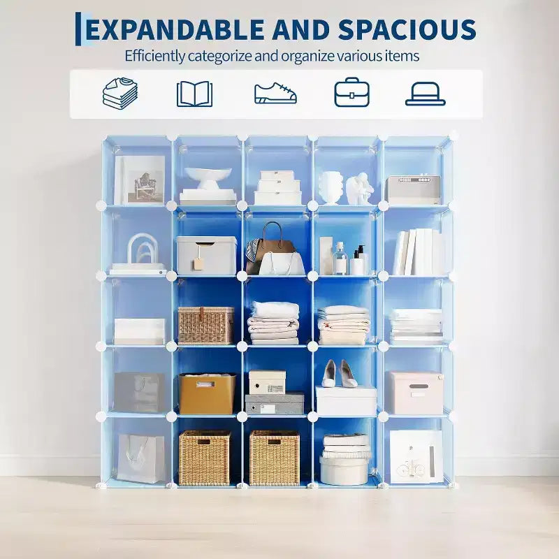 Organizador de Almacenamiento de PVC de 12 Cubos, Armario Multifuncional con Diseño Apilable para Oficina en Casa, Azul