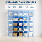 Organizador de Almacenamiento de PVC de 12 Cubos, Armario Multifuncional con Diseño Apilable para Oficina en Casa, Azul