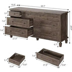 Cómoda de 8 cajones para dormitorio, cómoda vintage 59 con soporte para TV con tiradores tallados y patas cónicas, cómoda de madera con gran capacidad de almacenamiento