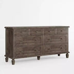 Cómoda de 8 cajones para dormitorio, cómoda vintage 59 con soporte para TV con tiradores tallados y patas cónicas, cómoda de madera con gran capacidad de almacenamiento