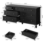 Cómoda de 8 cajones para dormitorio, cómoda vintage 59 con soporte para TV con tiradores tallados y patas cónicas, cómoda de madera con gran capacidad de almacenamiento