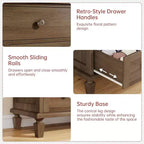 Cómoda de 8 cajones para dormitorio, cómoda vintage 59 con soporte para TV con tiradores tallados y patas cónicas, cómoda de madera con gran capacidad de almacenamiento